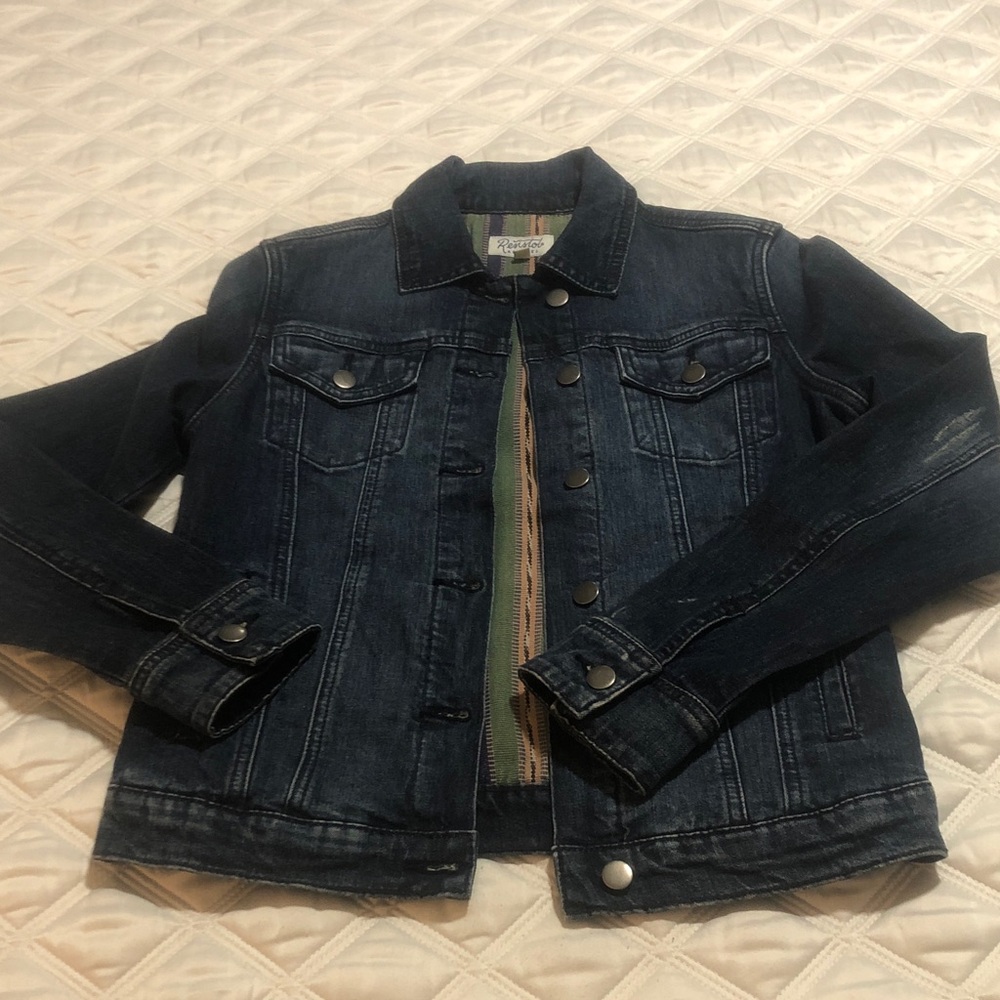 Resistol Women’s Barn Chore denim jacket with southwest style patterned lining